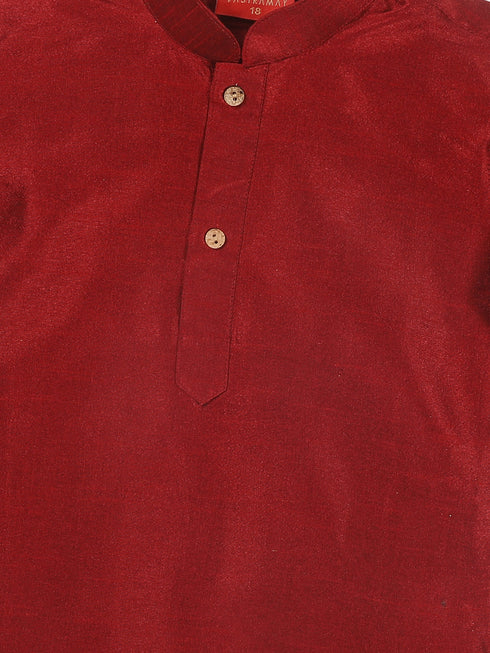 Boy's Maroon Kurta With Gold Dhoti Pant Set